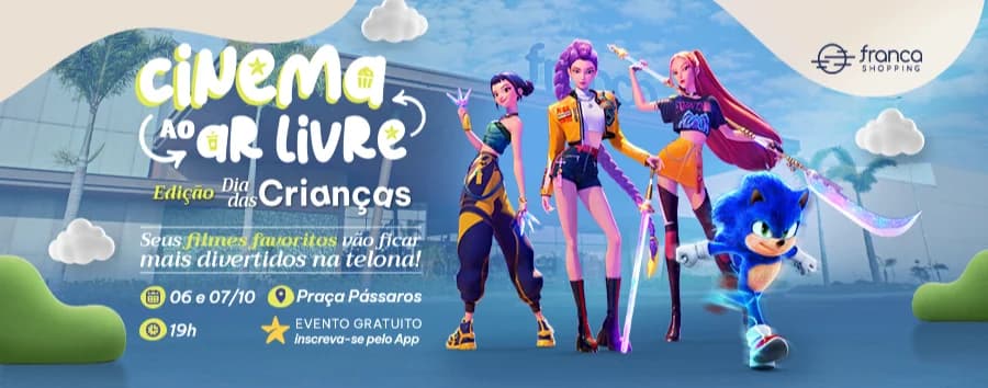Cine ao Ar Livre terá sessões gratuitas para crianças em Franca